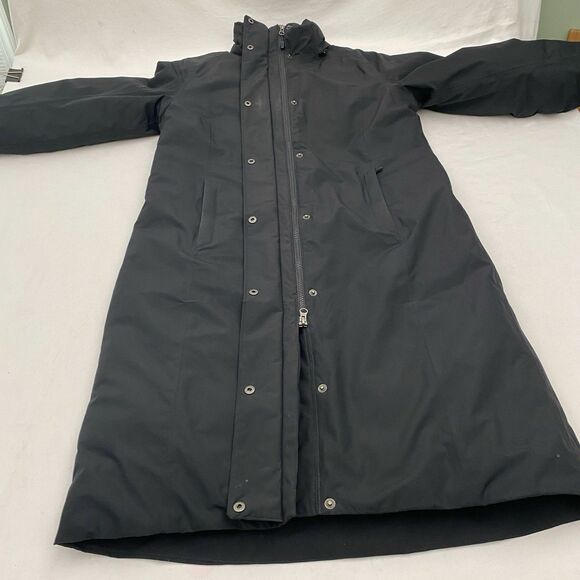 Lands End Down Filled Long Coat Womens Medium Black Pockets Outdoor Warm - Picture 5 of 13